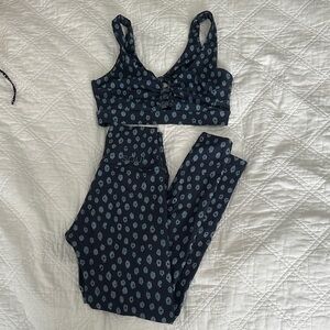 Navy Blue Active Set with Light Blue Spot Print